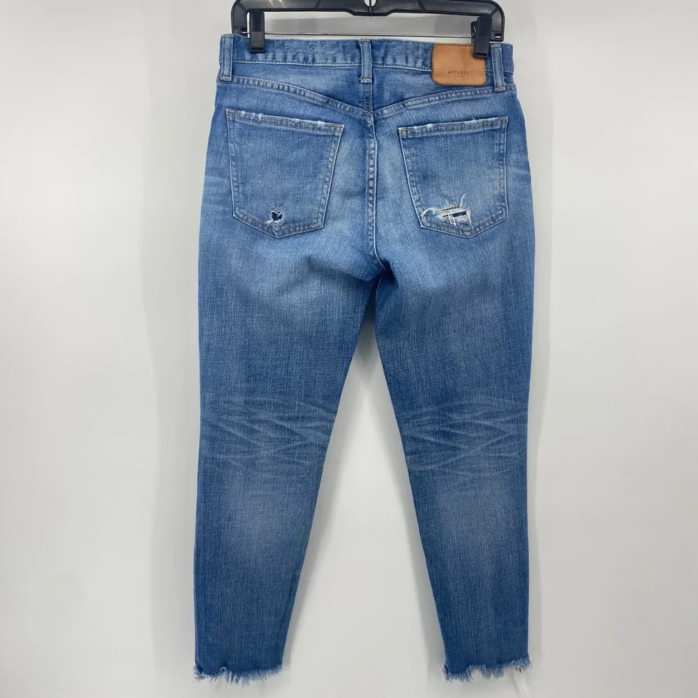 Moussy Vintage Jeans Womens‎ 27 Blue Distressed Raw Hem Tapered Made in Japan